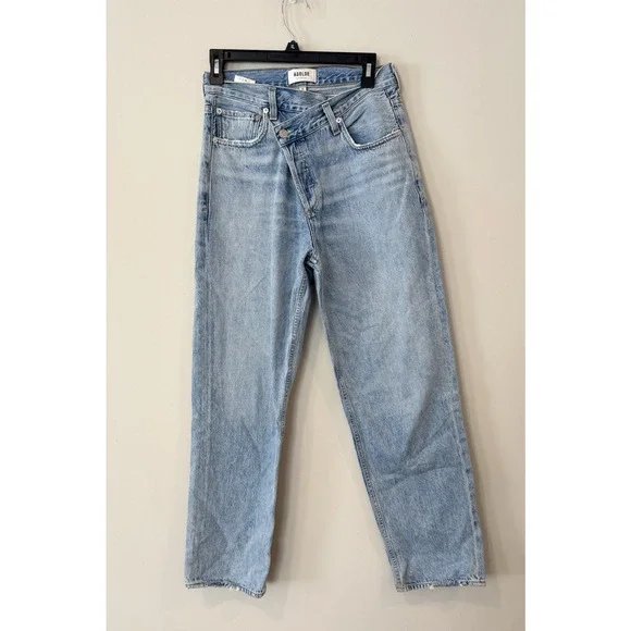 Agolde Criss Cross Upsized Jean High Rise Cross Front Straight Leg Size 25 2661 - Picture 4 of 12